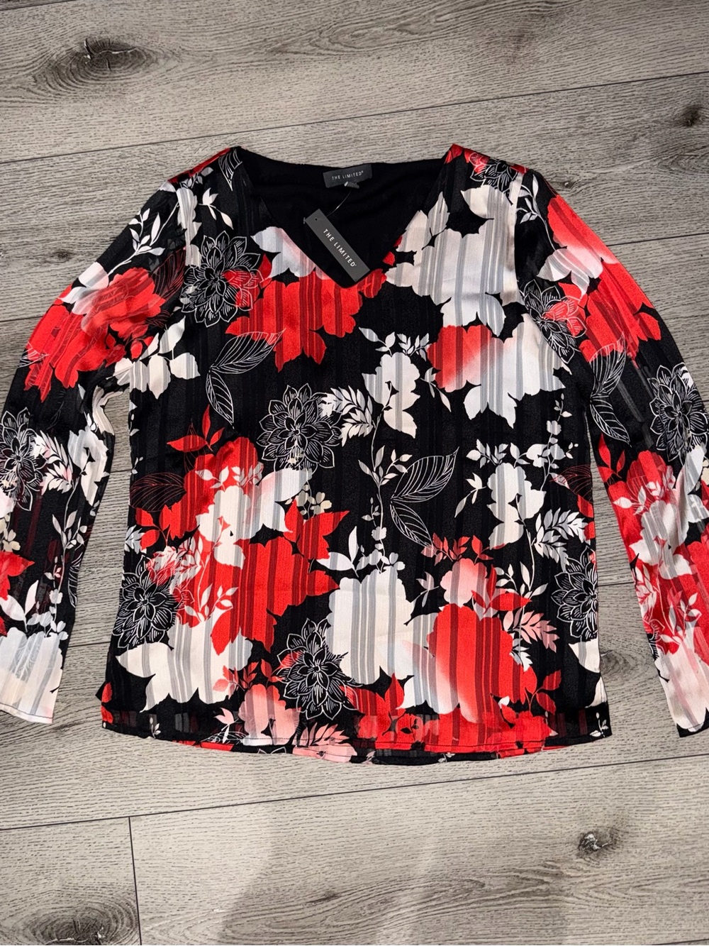 The Limited Pleated Floral Blouse